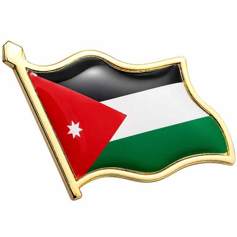 Jordan Flag 3D Metal Pin Badge – Premium Enamel Lapel Brooch with Secure Clasp for Jackets, Hats, Bags, Suits & Patriotic Accessories (1.8 × 2 cm)